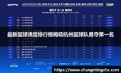最新篮球速度排行榜揭晓杭州篮球队勇夺第一名